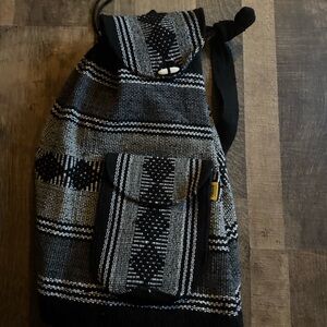 Pinzon Artesanias Gray Black Stripe Boho Hippie Backpack - Excellent Condition!